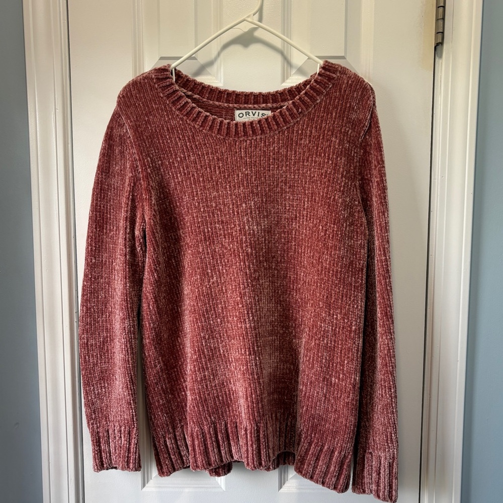 ORVIS Women's Chenille Pink Soft Crewneck Knit Sweater Size‎ Small